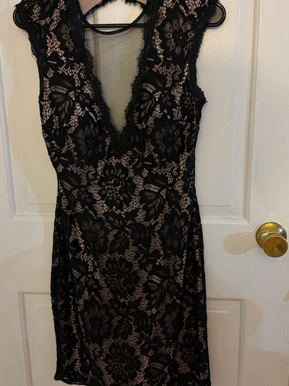 Black Lace V-Neck Sheath Dress